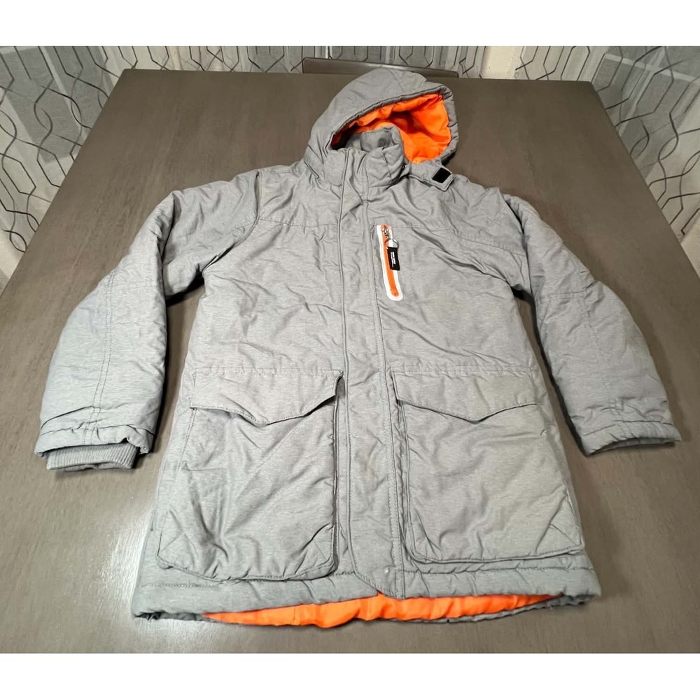 Young Supply Co Mens Hooded Parka Jacket Grey Orange Lining Puffer Coat Large